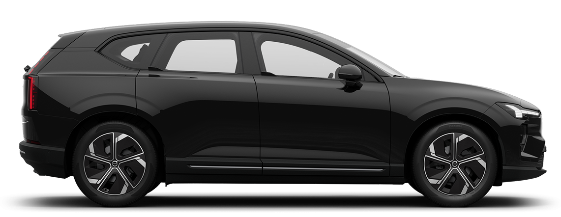 seitliche Ansicht eines Volvo EX60, Farbe: schwarz